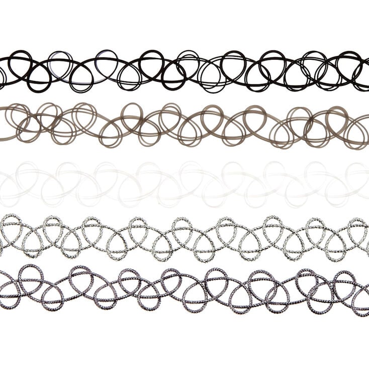 Neutral Tattoo Choker Necklaces - 5 Pack,
