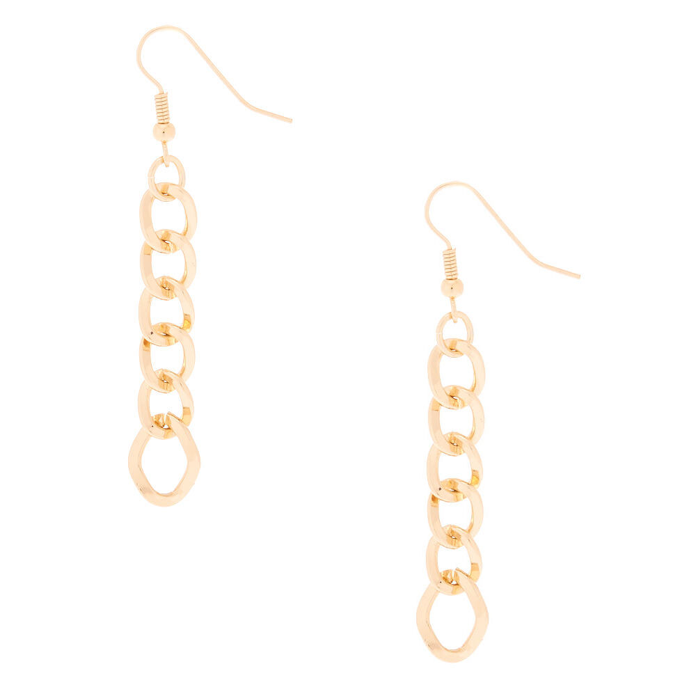 Gold Basic Chain Drop Earrings,