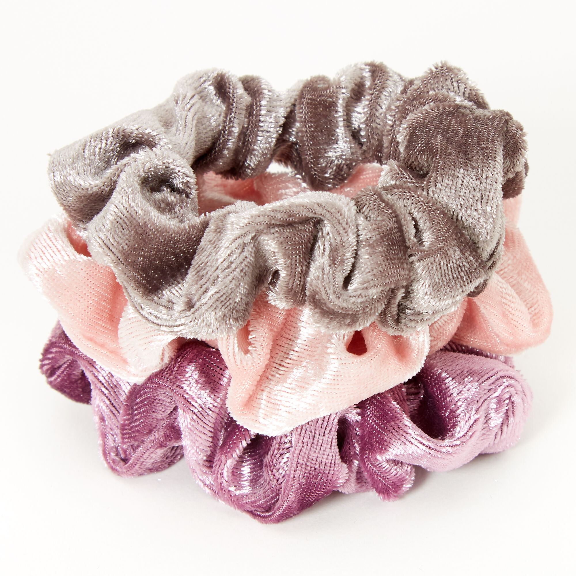 Claire's Club Small Velvet Dusty Purples Hair Scrunchies - 3 Pack,