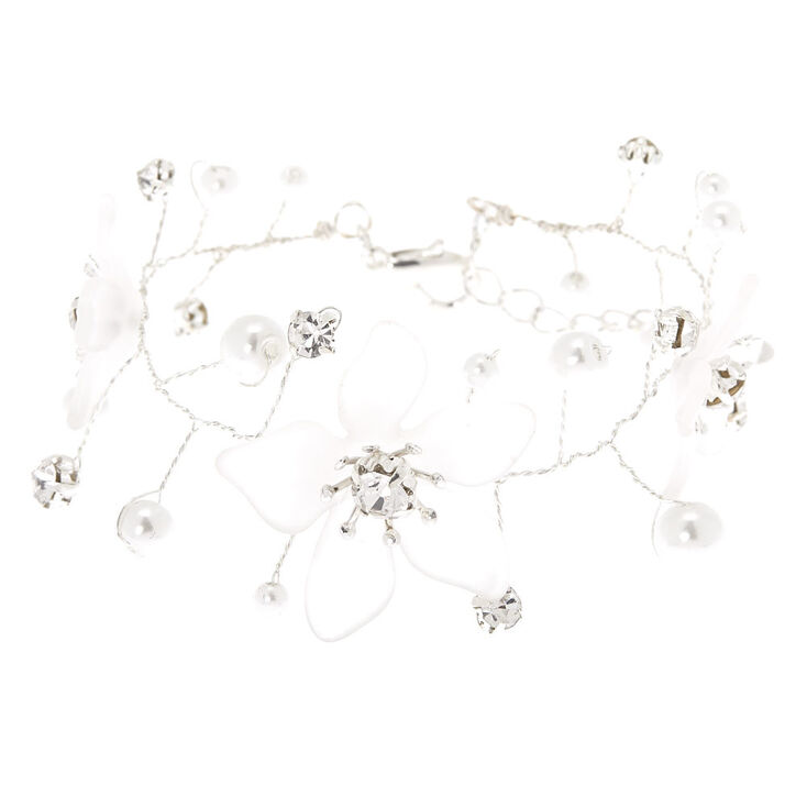 Claire's Bracelet tendance à fleurs aspect givré couleur argenté