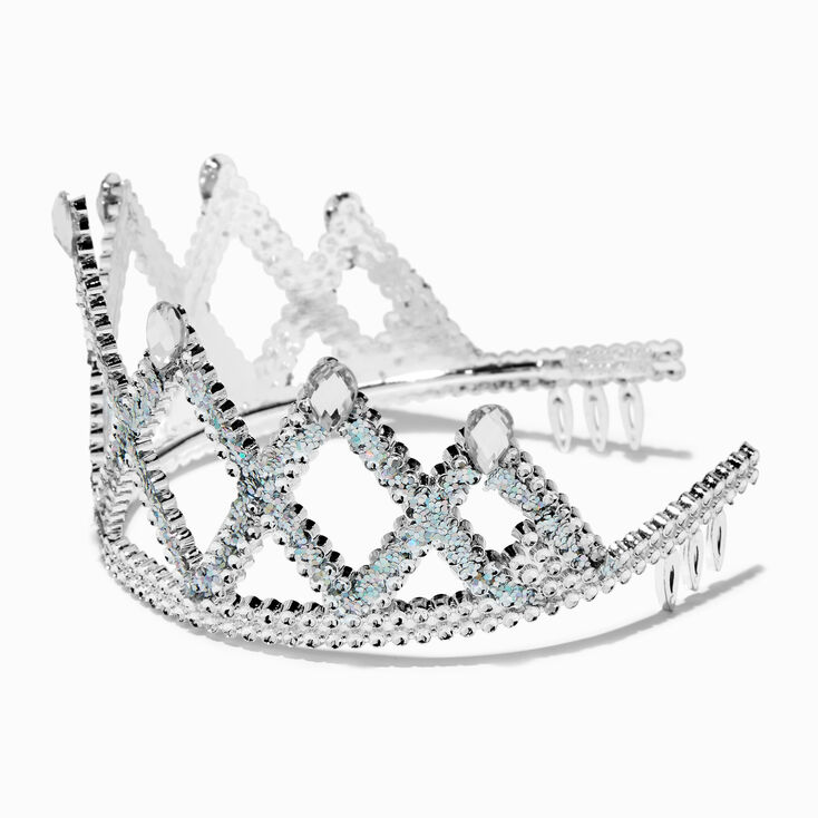 Claire&#39;s Club Silver Glitter Princess Tiara,