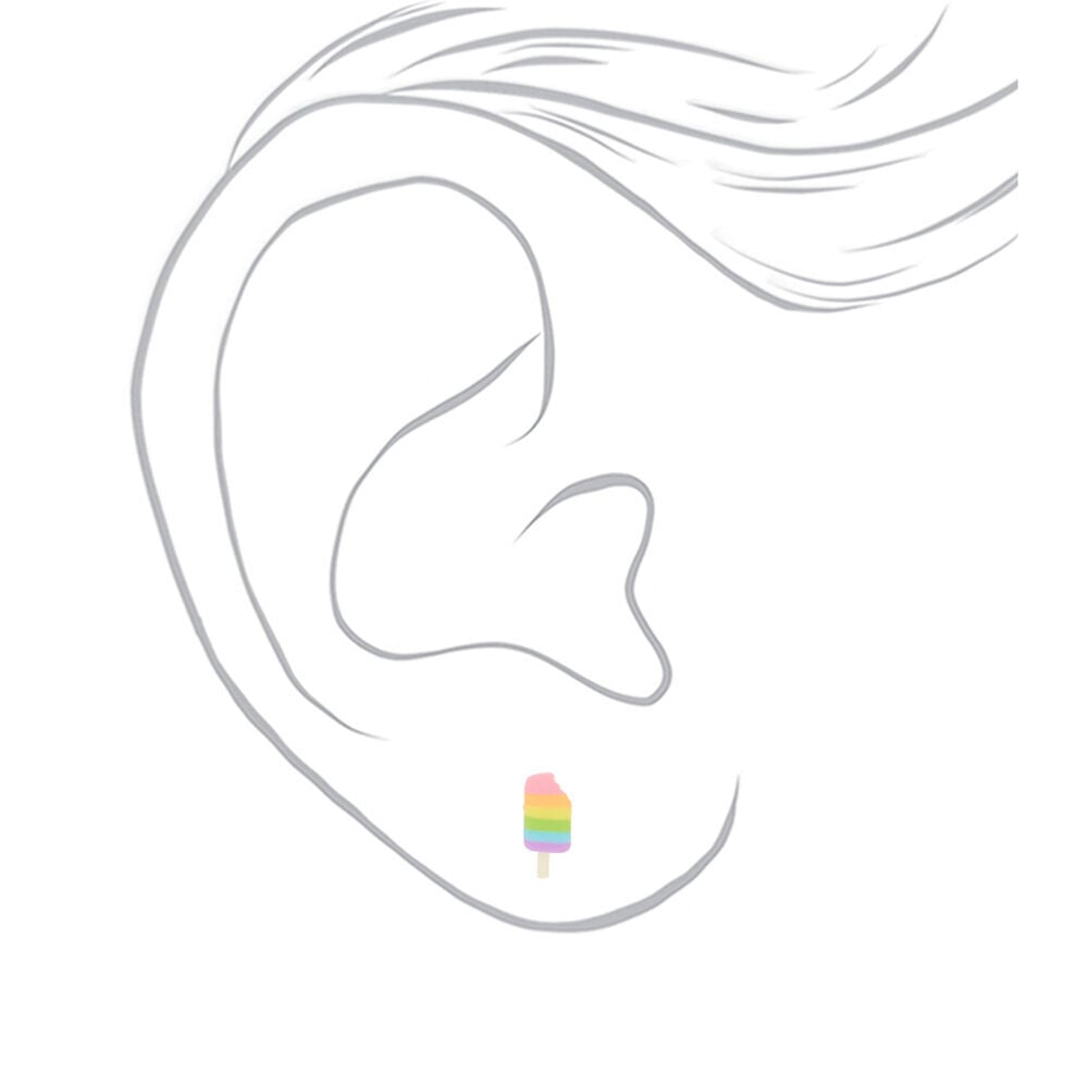 Unicorn Ice Pop Stud Earrings - 6 Pack,