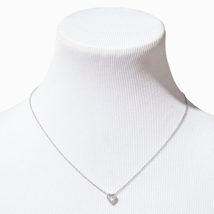 C LUXE by Claire&#39;s Sterling Silver 1/10 ct. tw. Lab Grown Diamond Open Heart Pendant Necklace,