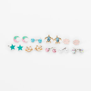 Pastel Pink Mixed Stud Earrings - 9 Pack,