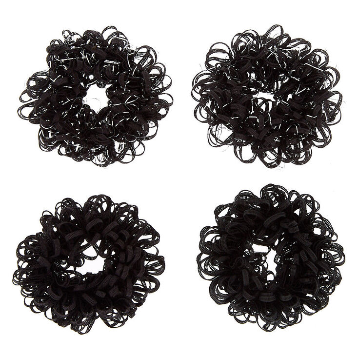 Claire's Lot de 4 chouchous en forme de boucle en lurex noir