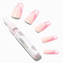 Pink Jelly V French Tip Squareletto Vegan Faux Nail Set - 24 Pack,