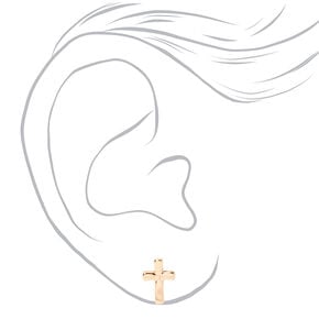 Clous d&#39;oreilles croix couleur dor&eacute;e,