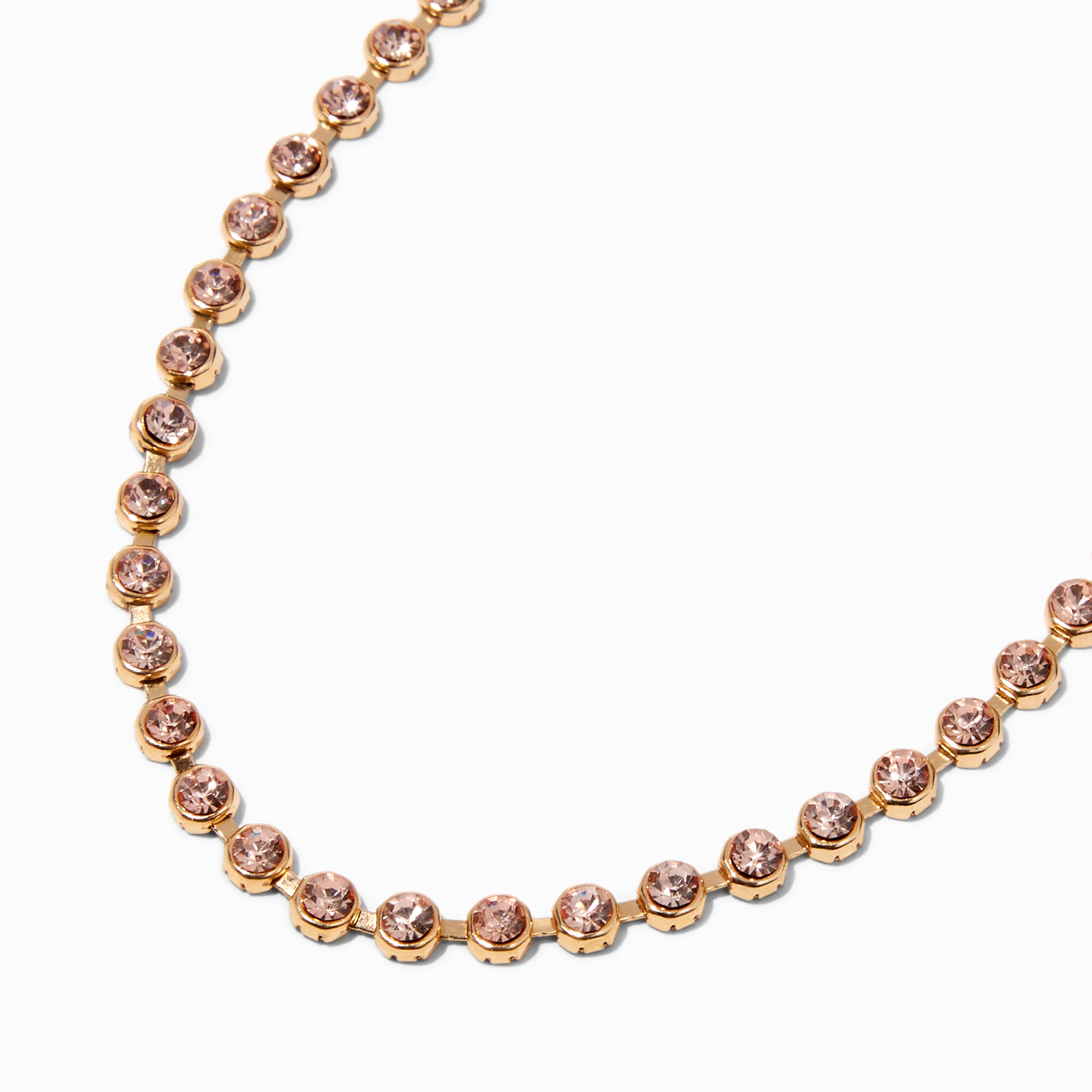 View Claires Club Rhinestone Gold Necklace Pink information