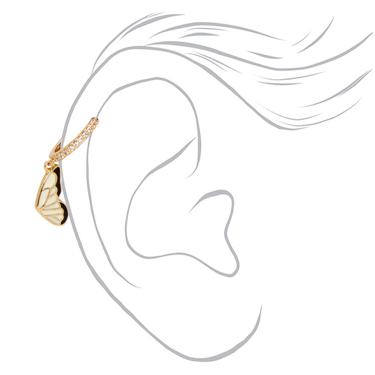 Gold-tone 22G Enamel Butterfly Charm Cartilage Hoop Earring,
