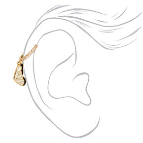 Gold 22G Enamel Butterfly Charm Cartilage Hoop Earring,