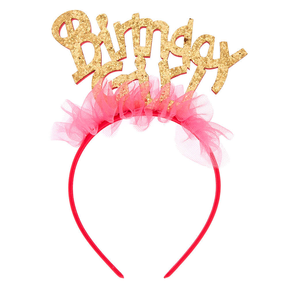 Claire's Club Glitter Birthday Girl Headband - Pink,