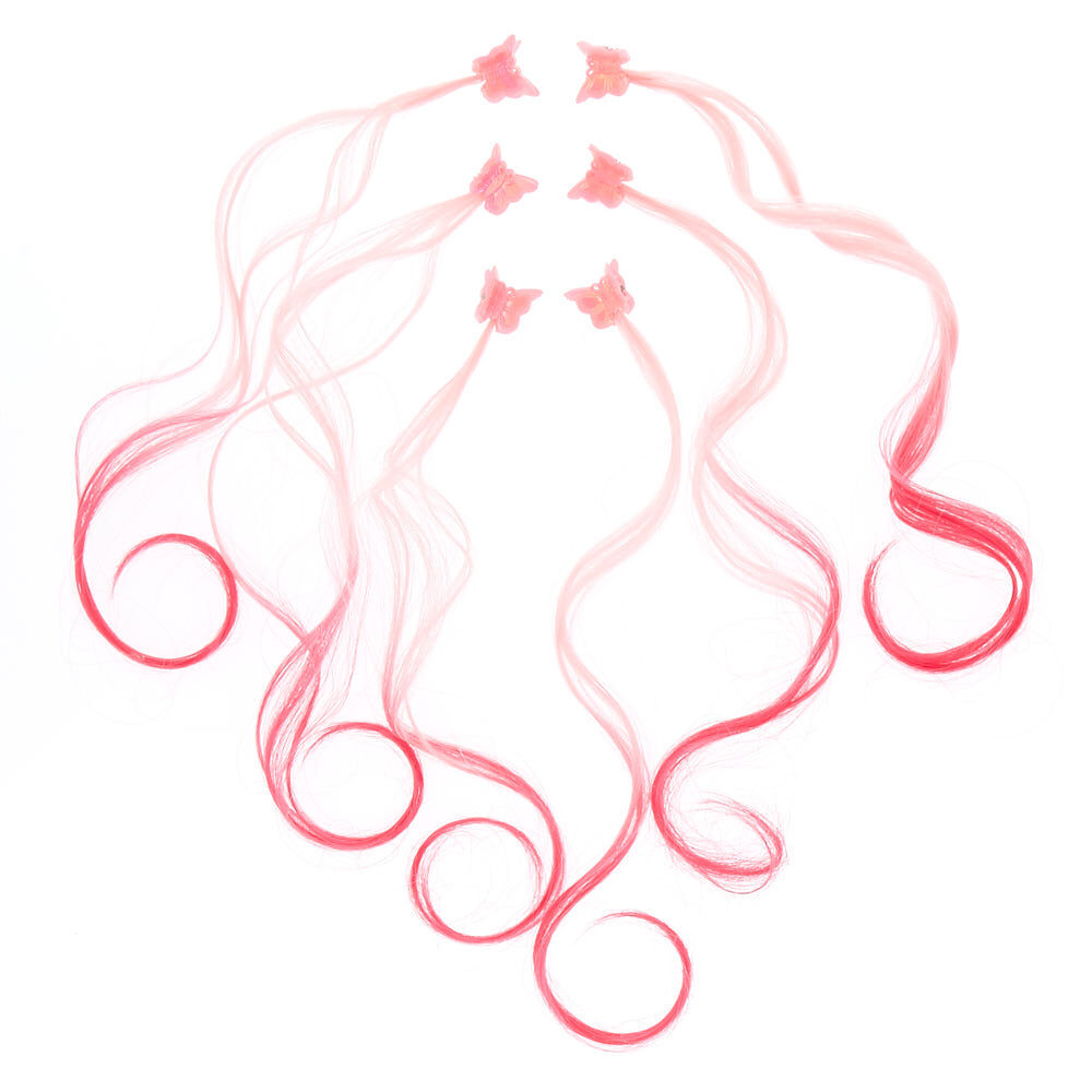 Claire's Club Ombre Butterfly Hair Clips- 6 Pack, Pink,