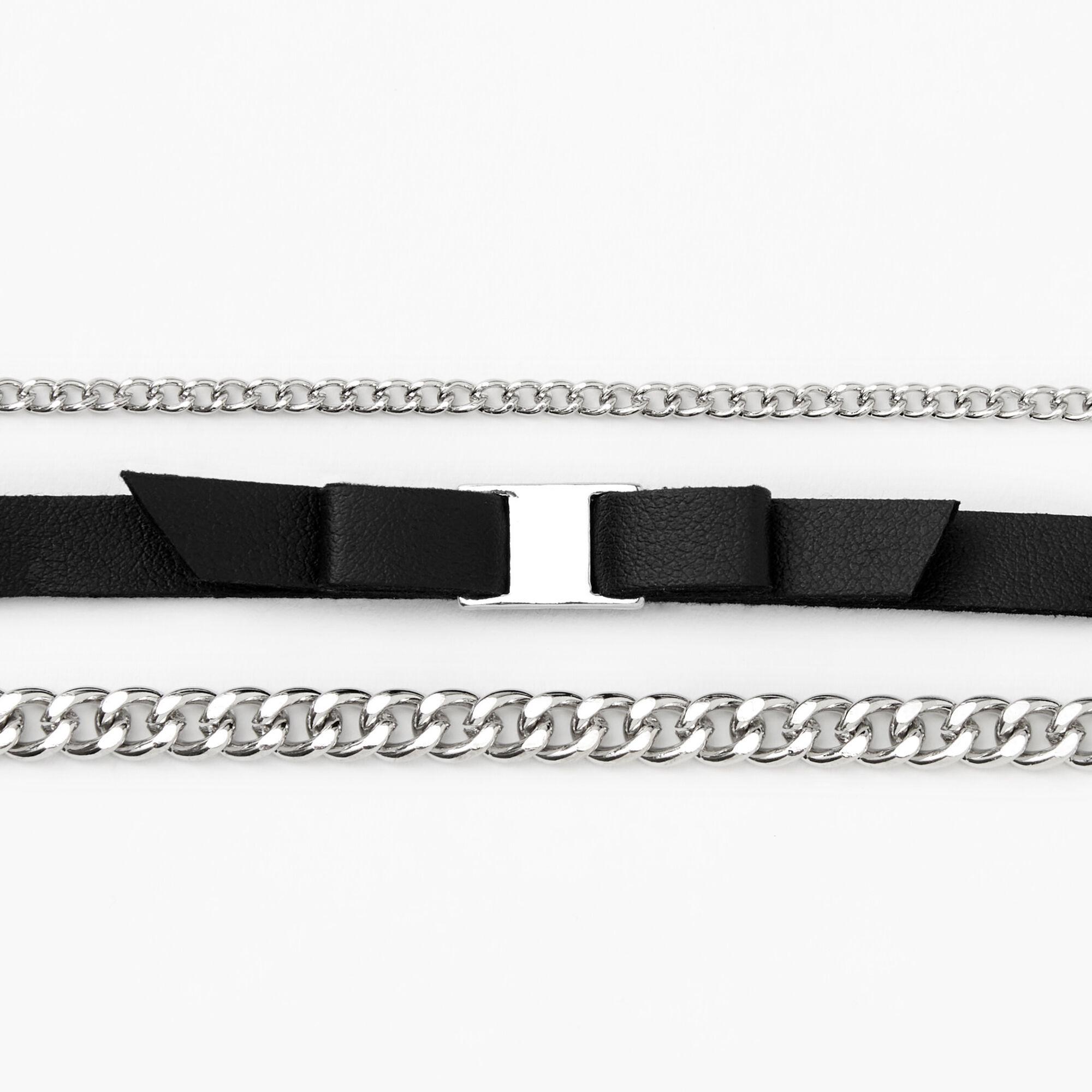 Silver Bow Chain Bracelets - 3 Pack,