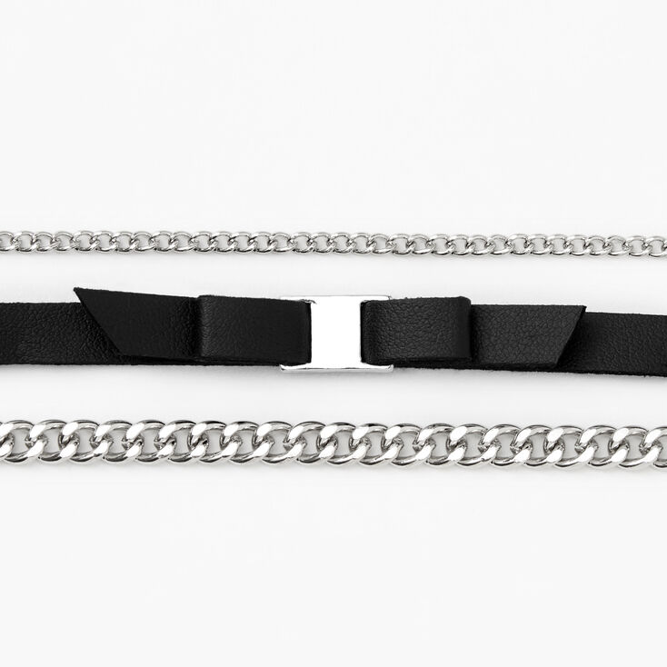 Silver Bow Chain Bracelets - 3 Pack,