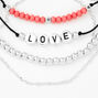 Silver Love Beaded Adjustable Bracelets - 4 Pack,