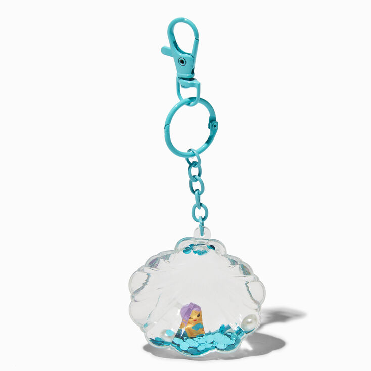 Shell Mermaid Water-Filled Glitter Keychain,