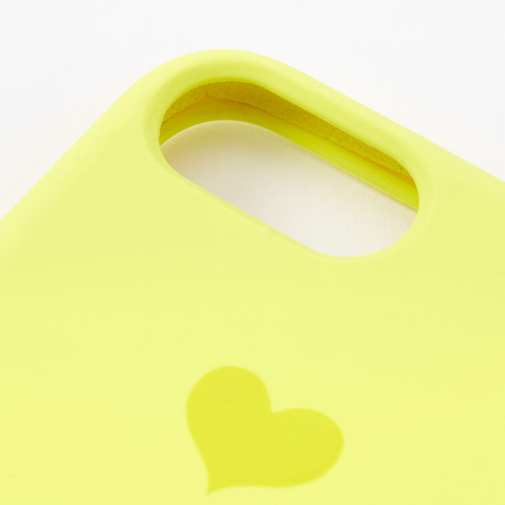 Coque de portable c&oelig;ur jaune fluo - Compatible avec iPhone&reg; 6/7/8/SE,