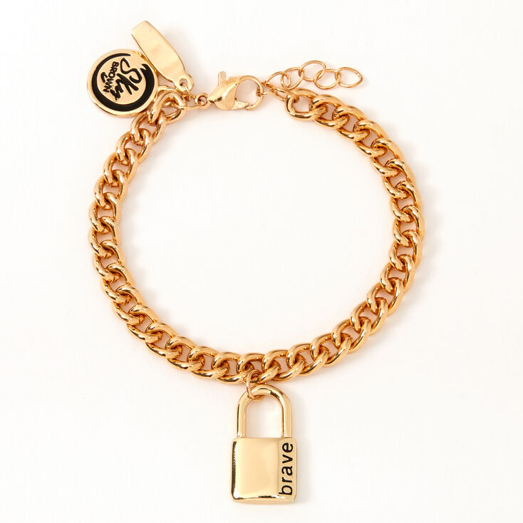 Sky Brown™ Padlock Chain Bracelet – Gold-tone | Claire's US