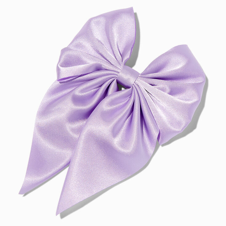 Purple Satin Bow Barrette Hair Clip,