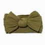 Claire&#39;s Club Nylon Ribbed Bow Headwrap - Olive Green,