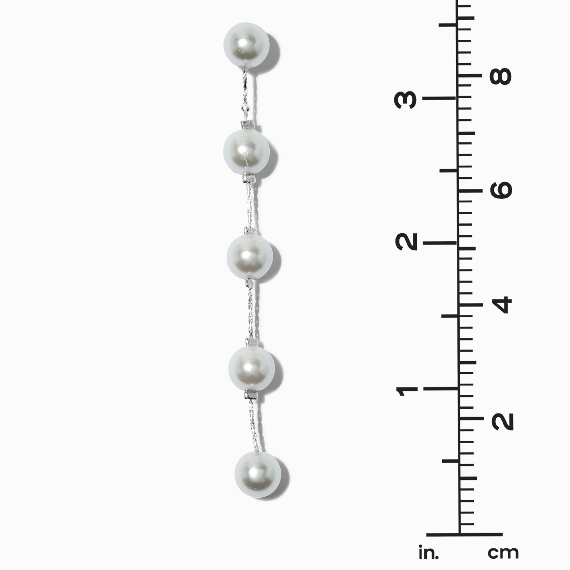 Silver-tone Pearl Column 3.5" Drop Earrings