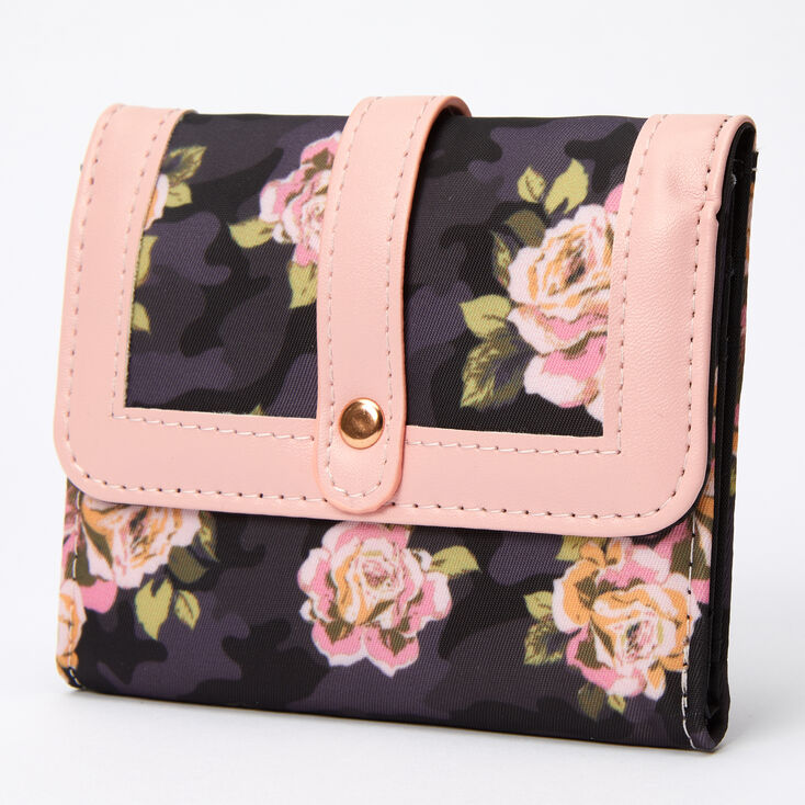 Claire's Porte-monnaie camouflage floral à trois compartiments