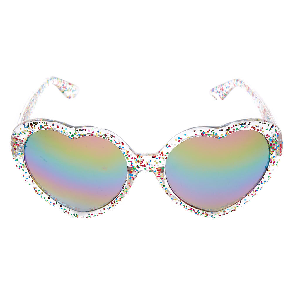 Glitter Heart Shaped Sunglasses Clear