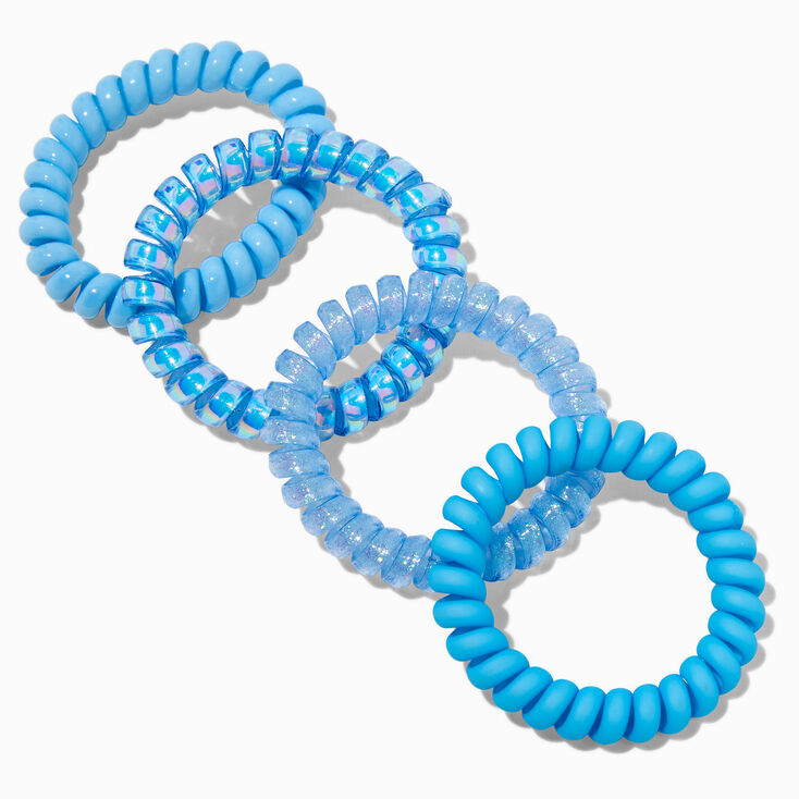 &Eacute;lastiques en spirale bleus plage - Lot de 4,