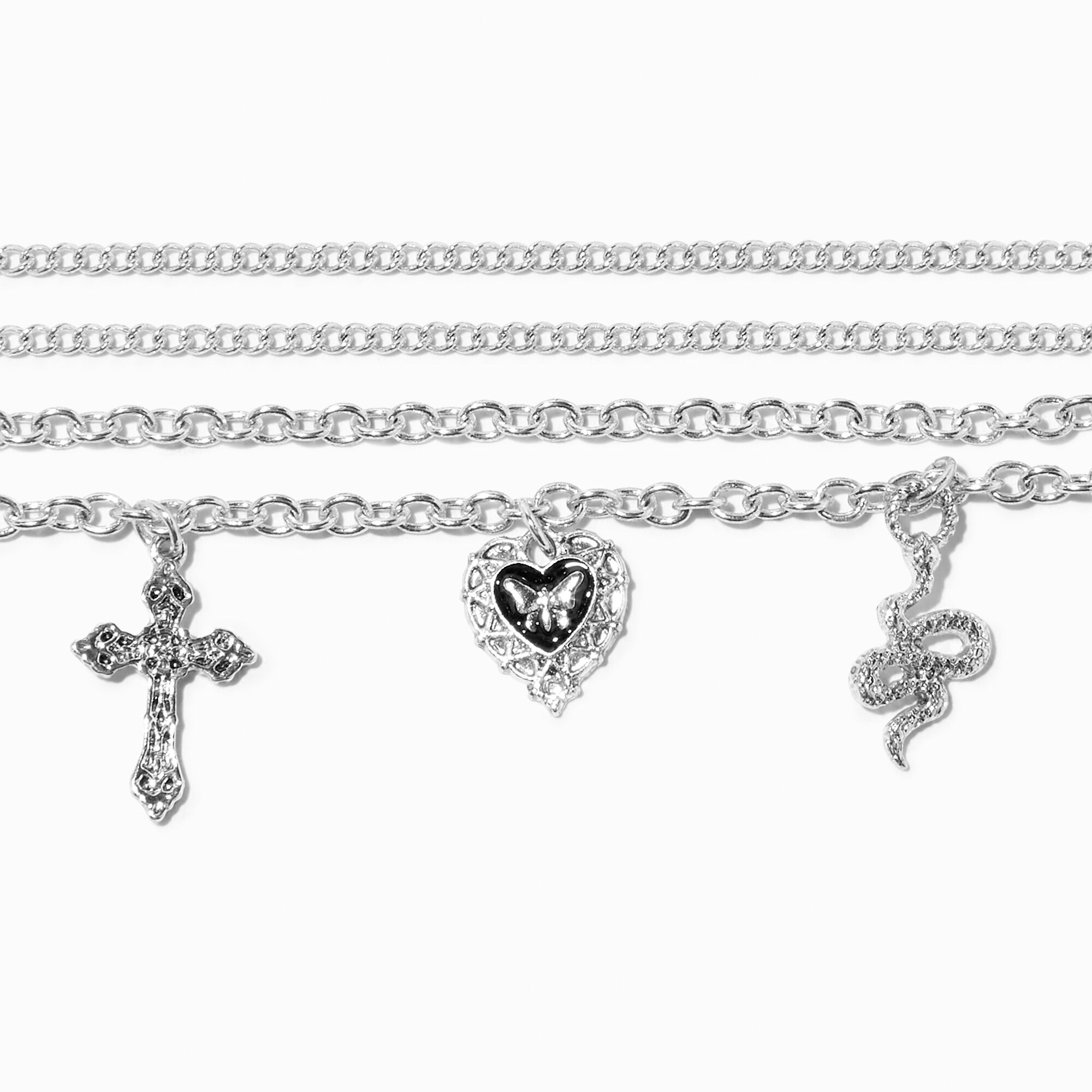 Burnished Silver Moody Moth Charm Multi-Strand Bracelet,