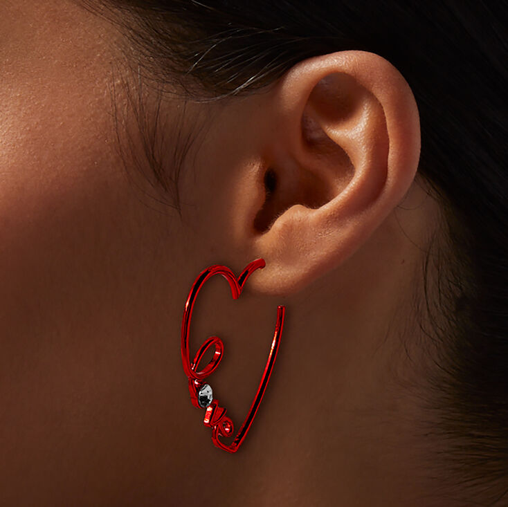 Valentine&#39;s Day &quot;Love&quot; Heart Hoop Earrings,