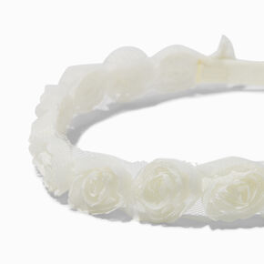 Claire&#39;s Club White Rose Flower Headwrap,