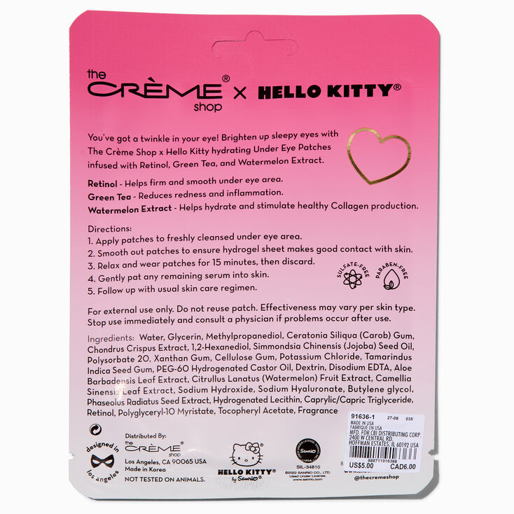 The Cr&egrave;me Shop&reg; x Hello Kitty&reg; Twinkle Eyes Depuffing Hydrogel Under Eye Patches ,