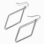 Silver-tone Diamond Outline Drop Earrings,