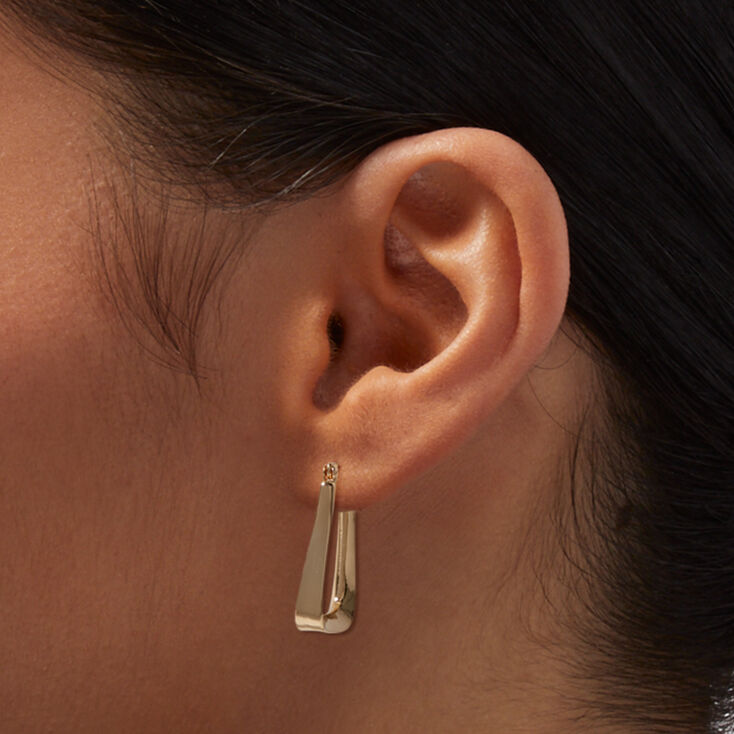 Gold-tone Triangular Oval 30mm Hoop Earrings,