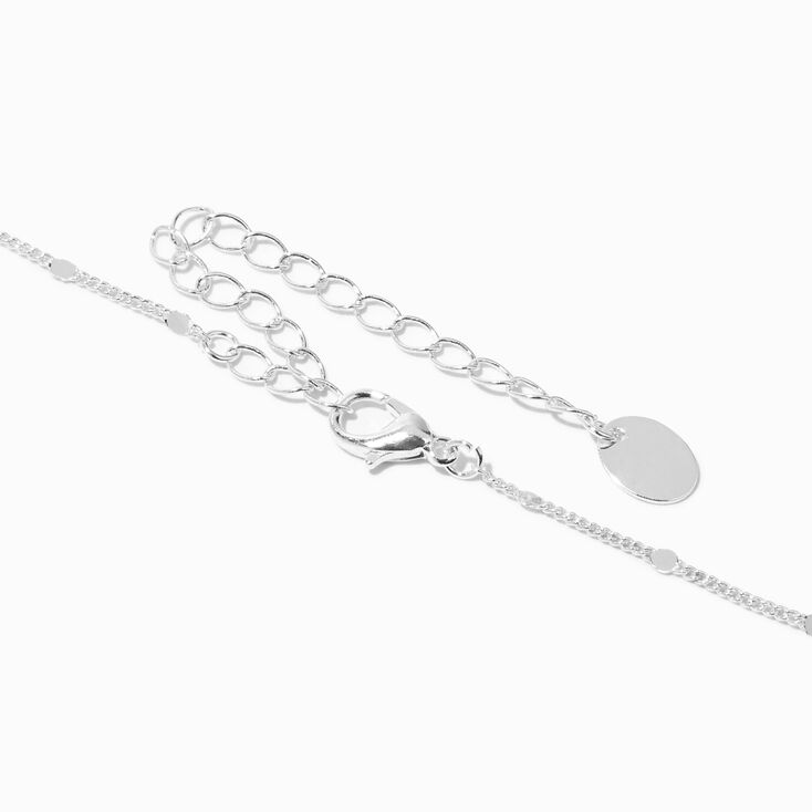 Silver Half Stone Initial Pendant Necklace - W,