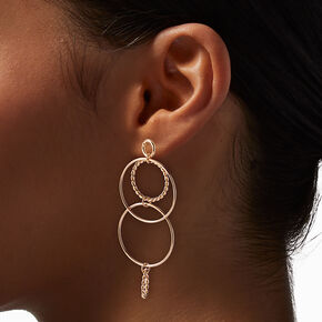 Gold-tone Intertwined Rings Drop Earrings,