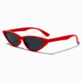 Red Slim Cat Eye Sunglasses,