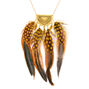 Gold Polka Dot Feather Long Pendant Necklace - Yellow,