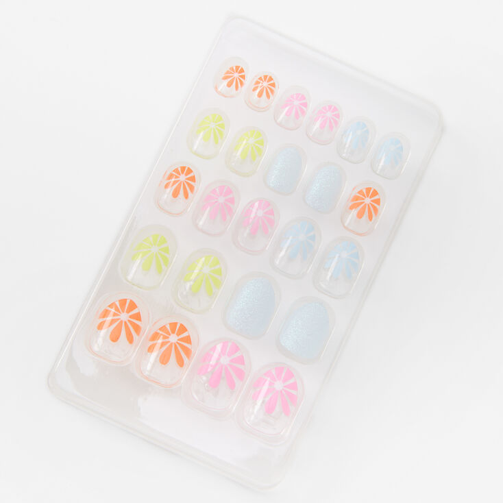 Clear Daisy Stiletto Press On Vegan Faux Nail Set &#40;24 Pack&#41;,
