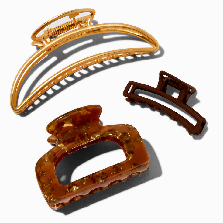 Mixed Gold-tone Tortoiseshell Hair Claws - 3 Pack,