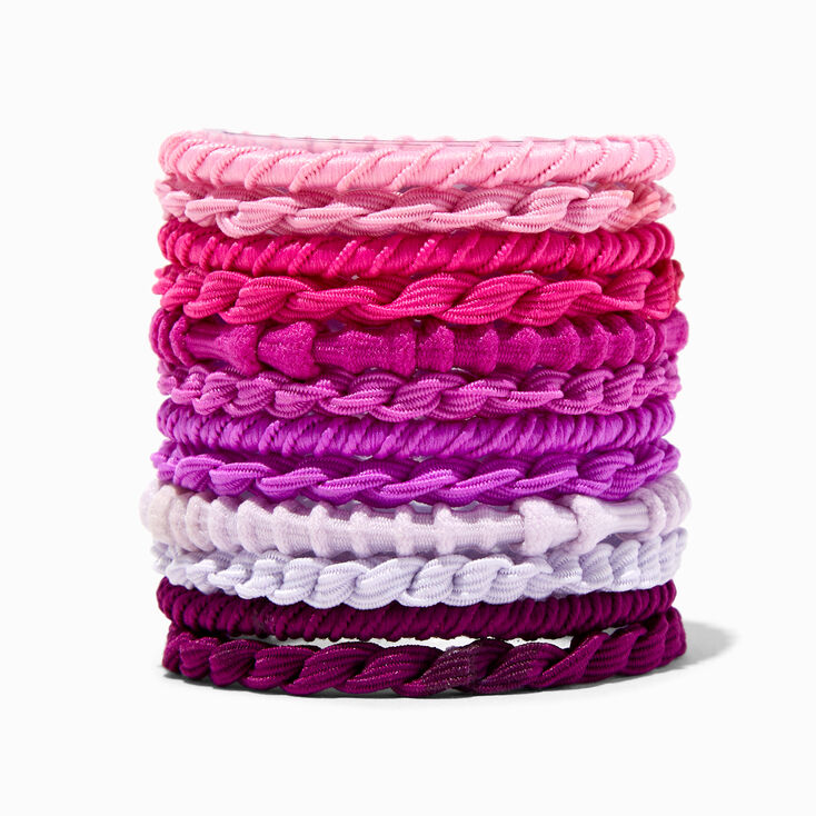 Pinks &amp; Purples Mixed Textured Hair Ties - 12 Pack,