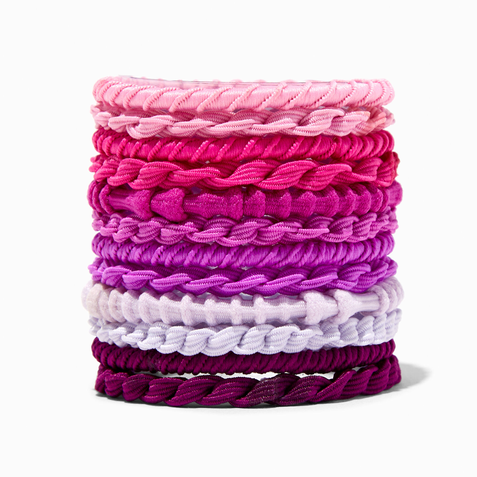 View Claires Purple Mixed Texture Hair Ties 12 Pack Pink information