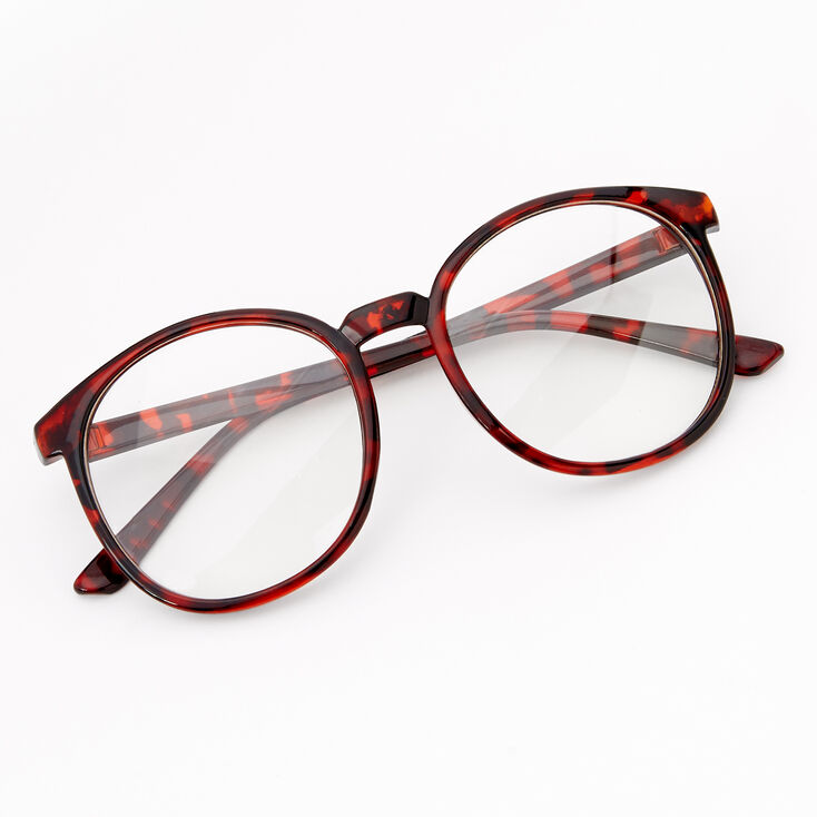 Tortoiseshell Round Clear Lens Frames - Red | Claire's