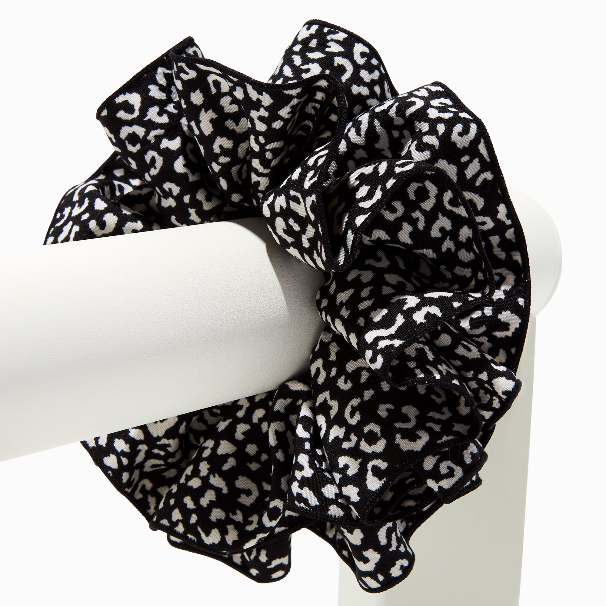 Black & White Cheetah Print Hair Scrunchie,