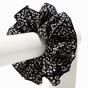 Black &amp; White Cheetah Print Hair Scrunchie,