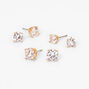 Gold Cubic Zirconia Round Stud Earrings - 6MM, 7MM, 8MM,