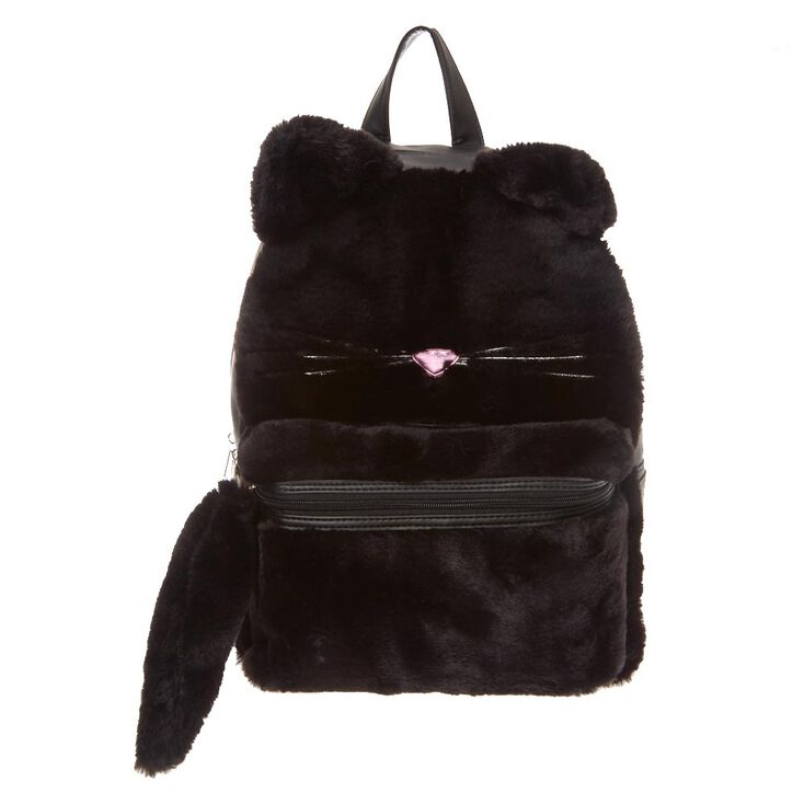 Furry Cat Medium Backpack Black Claire S Us
