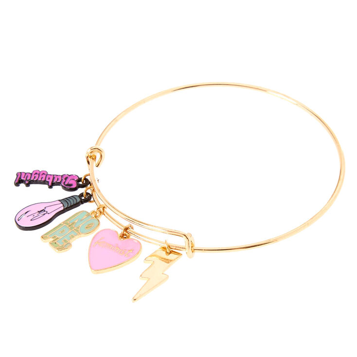 Gold Lit Charm Bangle Bracelet,