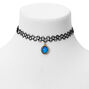 Framed Oval Mood Pendant Tattoo Choker Necklace,