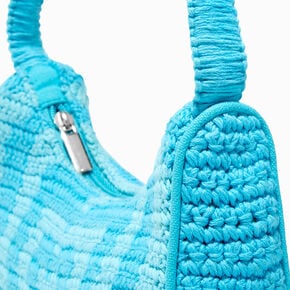 Blue Crochet Heart Shield Shoulder Handbag,
